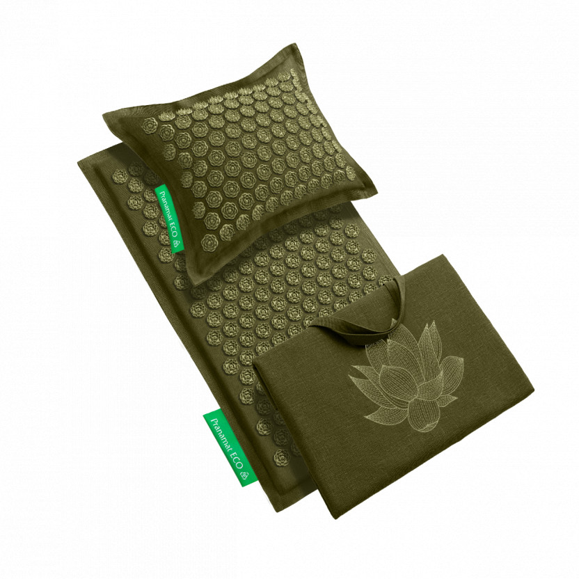 Komplet za masažu: prostirka + jastuk + vreća (Zelena)